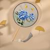 Chinese Style Embroidered Round Fan Wooden Handle Hanfu Tuan Fan  for Home Decoration