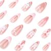 24PCS Pink False Nails with 3D White Bunny Decor Durable Resin for Holiday Party Wedding Daily Wear
