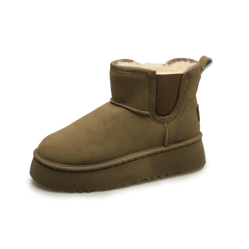 Женские зимние ботинки на толстой подошве, новые зимние с флисовой подкладкой, утепленные, большие размеры, хлопковые ботинки, короткие хлопковые ботинки