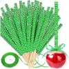 Silver Candy Apple Sticks, 26Pcs Bling Caramel Apple Wooden Pointed Skewers, Fruit Treats Cake Pop Decorative Sticks with Glass Bag Glitter Ribbons