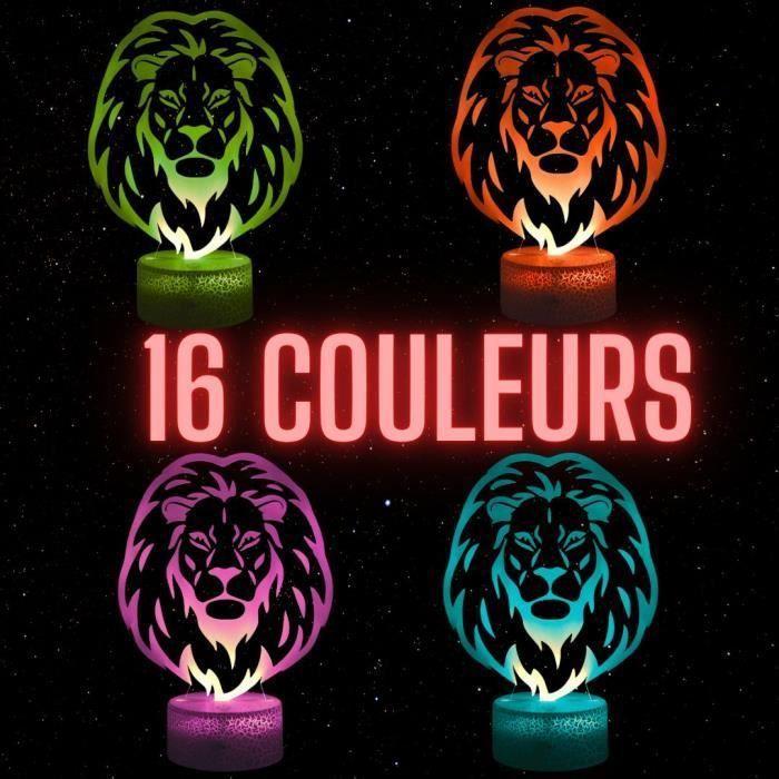 3D LED лампа - Сделано во Франции - Лев - Многоцветная - Сенсорная - Пульт дистанционного управления в комплекте