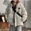 Мужская утепленная куртка-обманка из хлопка, свободная и повседневная, на зиму, утолщенная теплая хлопковая куртка, модная хлопковая куртка с капюшоном.