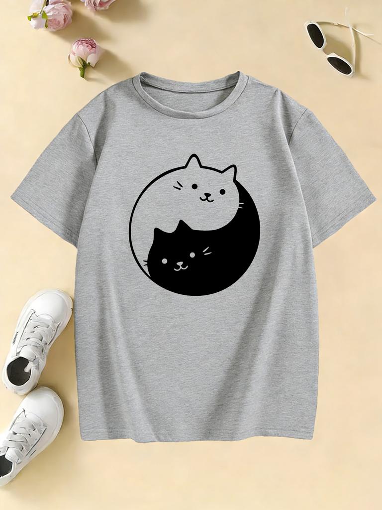 Cartoon Kawaii Cat T Shirts Manga Kids Short Sleeve Childrens Tshirt Boys Girls Summer Spring Casual Top Tee