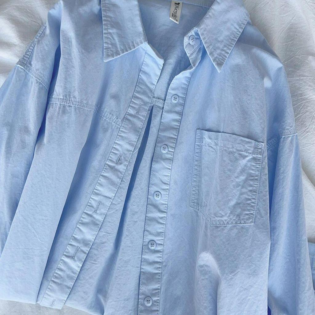 Женская рубашка Dopamine из 100% хлопка, однотонная, с длинными рукавами, универсальная верхняя одежда на осень и весну, свободный крой