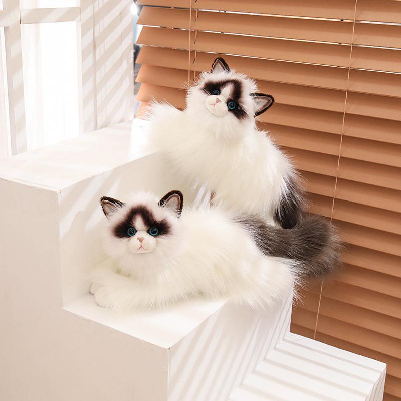 50CM Simulated Ragdoll Cat Plush Toys Long Haired Blue Sequins Eyes Dolls Kawaii Home Decoration Lifelike Pet Toys