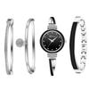 JEWELRYWE Bangle Watch and Bracelet Set with Analog and Stylish Alloy Watch In Silver and Perfect Gift for and Day Women's 4-Piece Display,