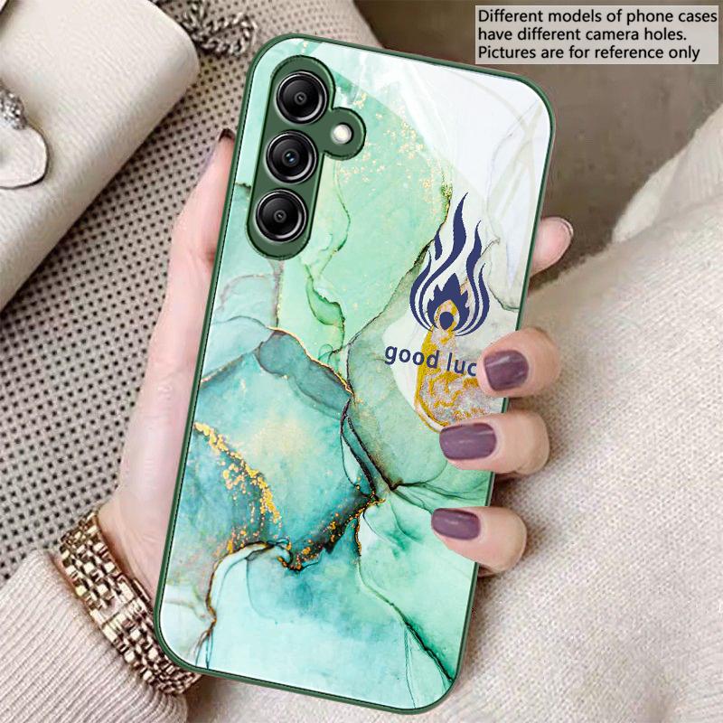Зеленый мраморный узор Для Samsung A 20 30 22 23 24 25 26 31 32 33 34 35 42 50 51 52 53 54 55 56 70 71 72 73 5G стеклянный чехол для телефона