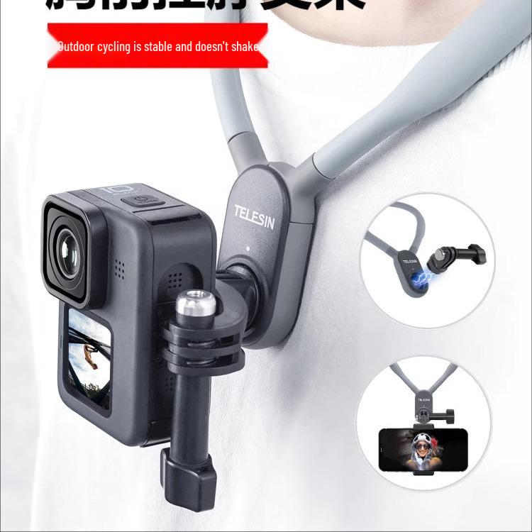 Магнитный держатель на шею Taixun для Insta360 X2/X3, GoPro 11 и смартфонов - Идеально подходит для велоспорта и экшн-камер.