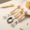 Self Feeding Baby Fork and Spoon Set 316 Stainless Steel Child Tableware  Training Eating