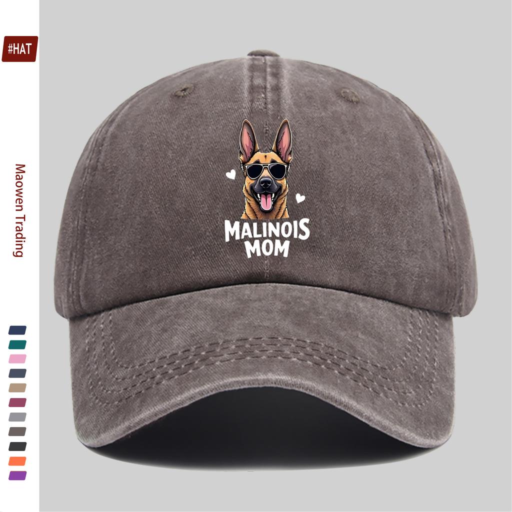 pc Fashionable Malinois Dog Print Baseball Cap Malinois Mom Letter Print Adjustable Buckle Closure Lightweight Polyester