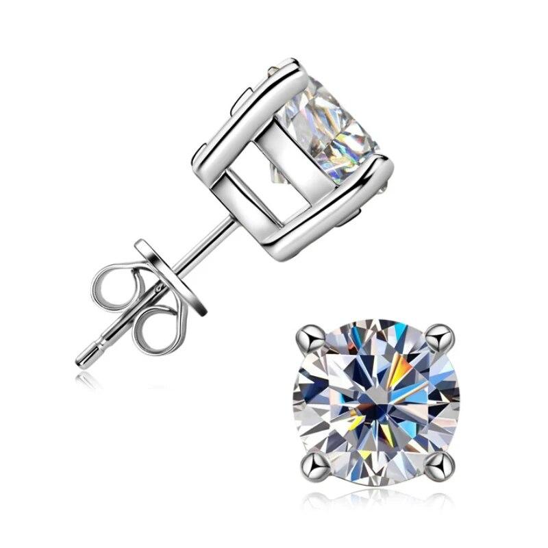 Серьги-гвоздики Aiternity с муассанитом, бриллиантовые серьги для мужчин и женщин, серебро 925 пробы с платиновым покрытием для невесты, свадебные серьги с драгоценными камнями