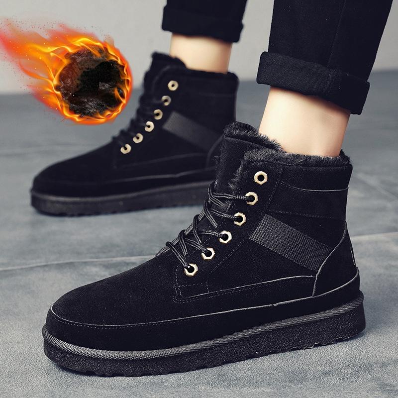Зимние новые зимние ботинки мужские ботинки высокие хлопковые туфли теплые меховые мужские кроссовки на шнуровке 2024 модные ботильоны на платформе