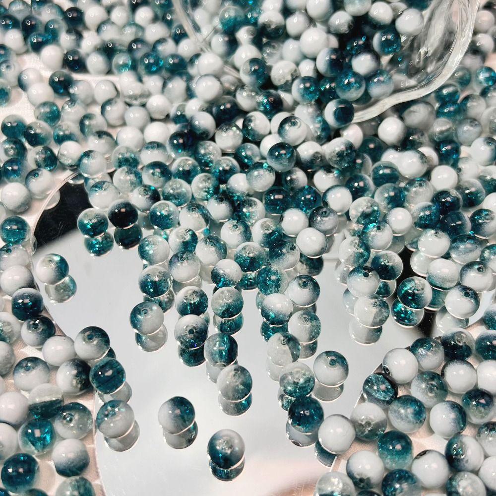 50/30 PCS Exquisite Crackle Beads Durable Round Color Glass Beads Loose Beads  Pendant making