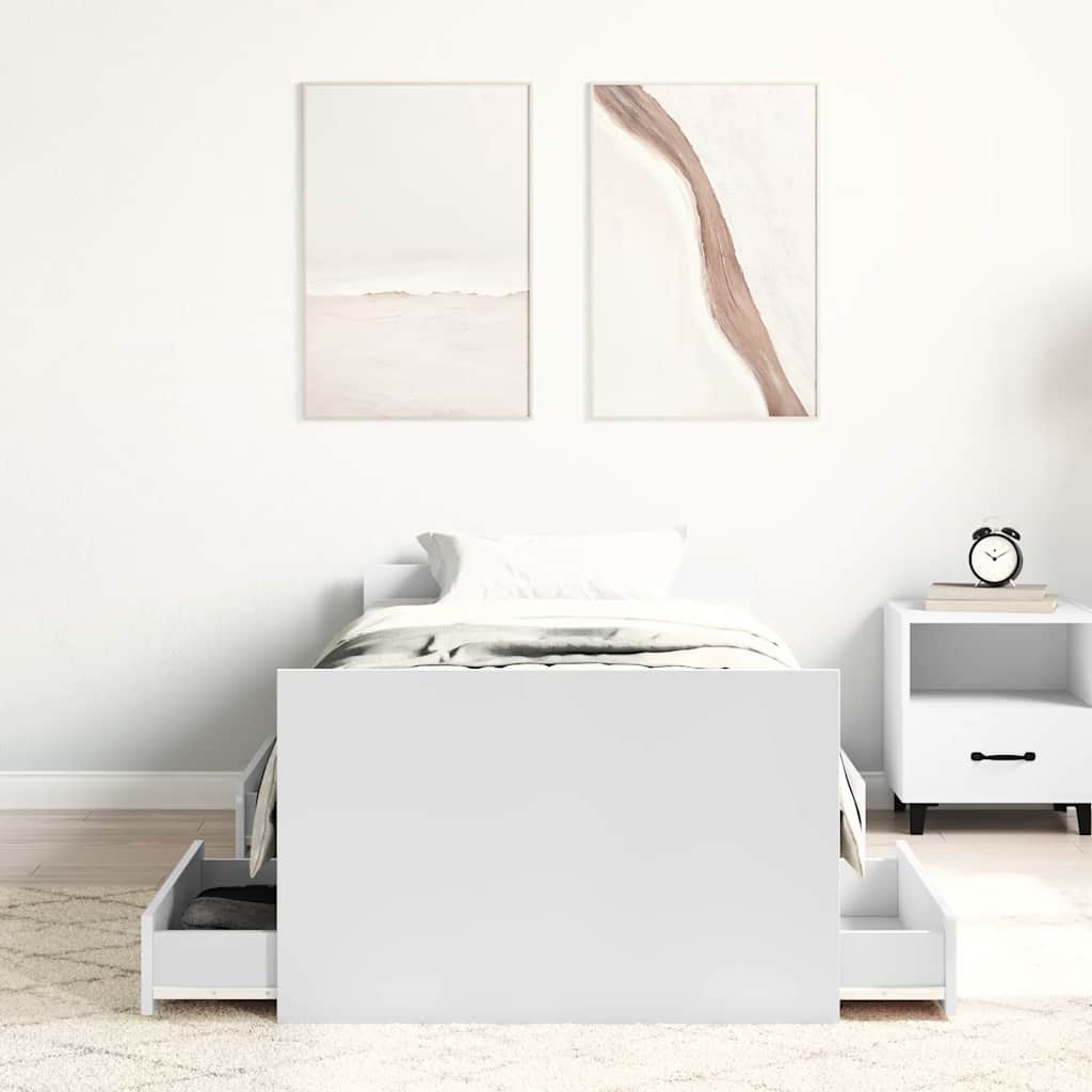 Bed Frame with Headboard and Footboard White 100x200 cm