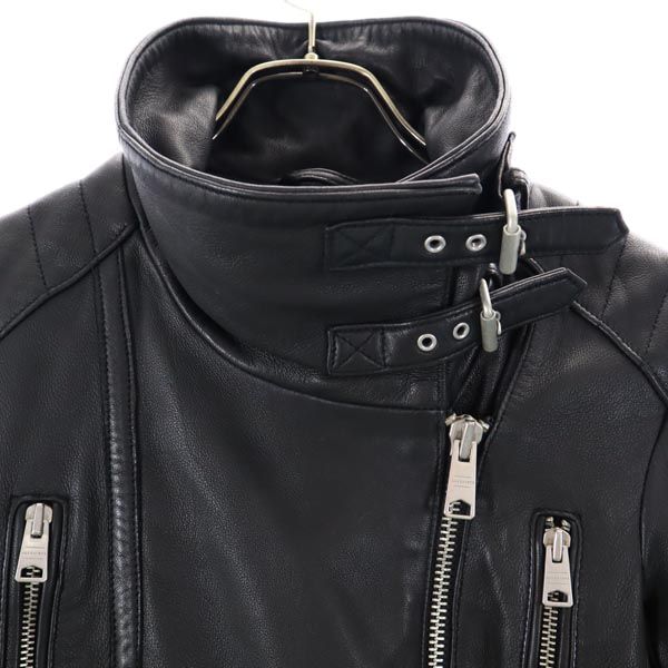 AllSaints Sheep Leather Leather Jacket UK2 Black Genuine Leather Women Used