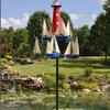 Outdoor Nautical Sailboat Lighthouse Windmill Modeling Garden Windmill Kinetic Art Metal Wind Chime 3D Decoration