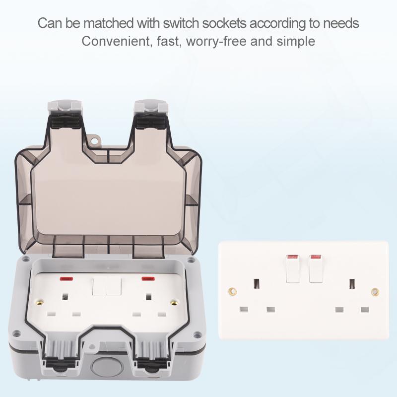 IP66 стандарт Великобритании водонепроницаемый и пыленепроницаемый наружный настенный белый двойной выключатель розетка с подсветкой 13A для дома и сада 250V