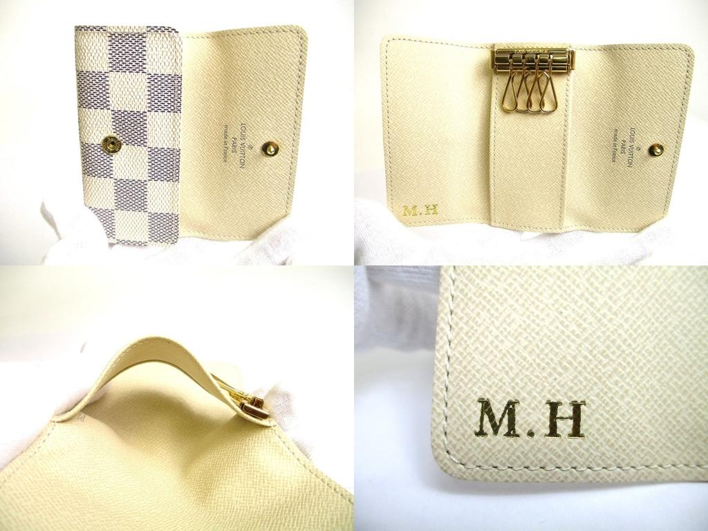 Authentic LOUIS VUITTON Damier Azur Leather Multicles 4 Key Chain #a559 Refurbished