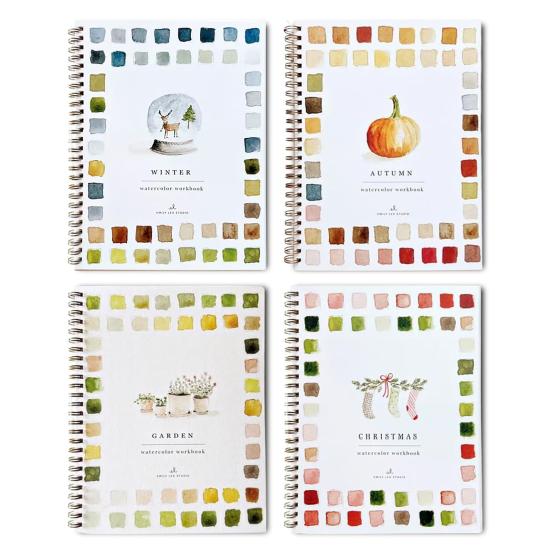 Watercolor Workbook for Beginners 12 Colors Watercolor Paint Set Garden Christmas Autumn Winter Watercolor Book for Kids Adults Teens