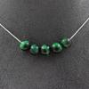 Stones and Minerals. Necklace 5 Green Tiger Eye Beads 8 Mm. Stainless Steel Chain Necklace Women Men. Custom Size