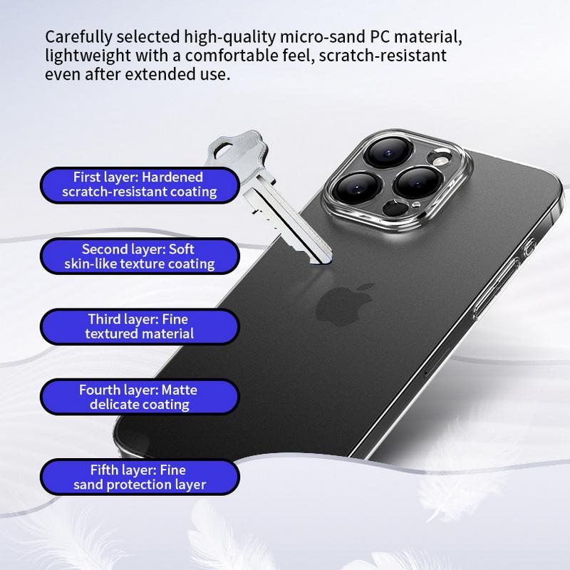 Transparent Frosted Slim Phone Case For iPhone 16 Pro Max 15 Pro 14 13 Lens Protection Hard PC Shockproof Matte Back Cover