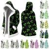 Unisex Casual And Fashionable Plush Collar Hooded Long Sleeved St. Patrick's Print Jacket