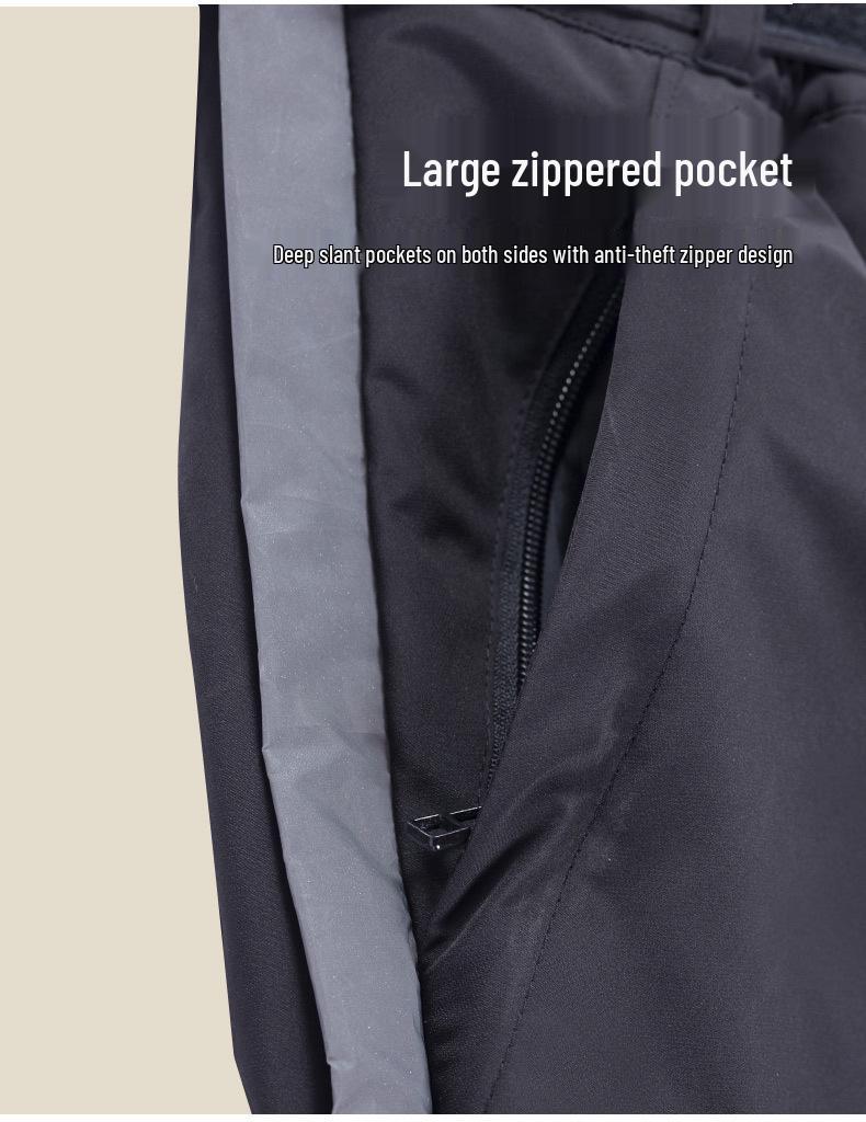 Мужские водонепроницаемые зимние хлопковые брюки с двойной молнией - быстросъемные, свободного кроя, с плюшевой подкладкой, теплые для улицы и рыбалки.