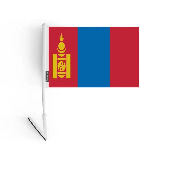 Drapeau Adhésif - Mongolie - 14 X 21 Cm - Polyester Résistant - Léger - Recto/verso