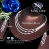 CMM Bling Белый Цирконий Серебристого Цвета 3-слойное Свадебное Платье, Ожерелье и Серьги, Комплекты Ювелирных Изделий