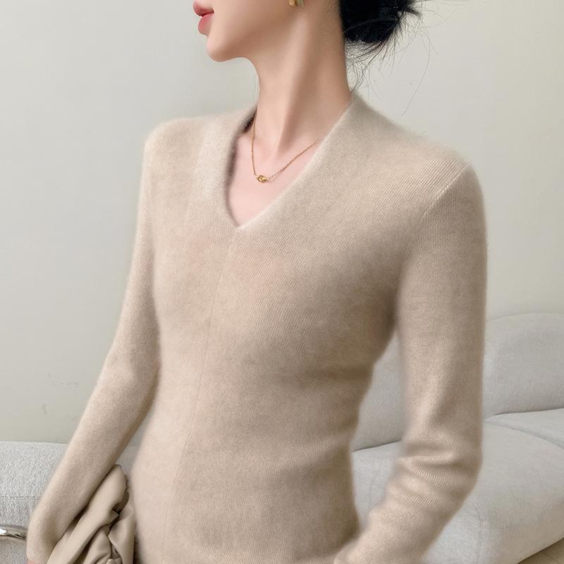 Women's Slim Fit V-Neck Cashmere Sweater - Autumn/Winter 2025 Versatile Lightweight Knit Cardigan