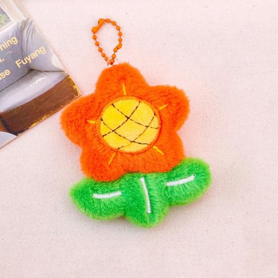 Keychain Soft Plush Sunflower Pendant with Smile Face Text Design Healing Shape Backpack Keys Bags Car