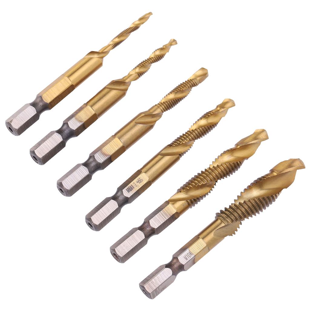 6pcs Screw Tap Drill Bits Kit 6542 High Speed Steel M10 M8 M6 M5 M4 M3 Tapping ToolsLong Type