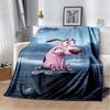 Courage The Cowardly Dog Cartoon Print Flannel Throw Blanket Soft Warm Sofa Bed Cover For Animation Fans Kids Bedroom Living Room Decor Gift