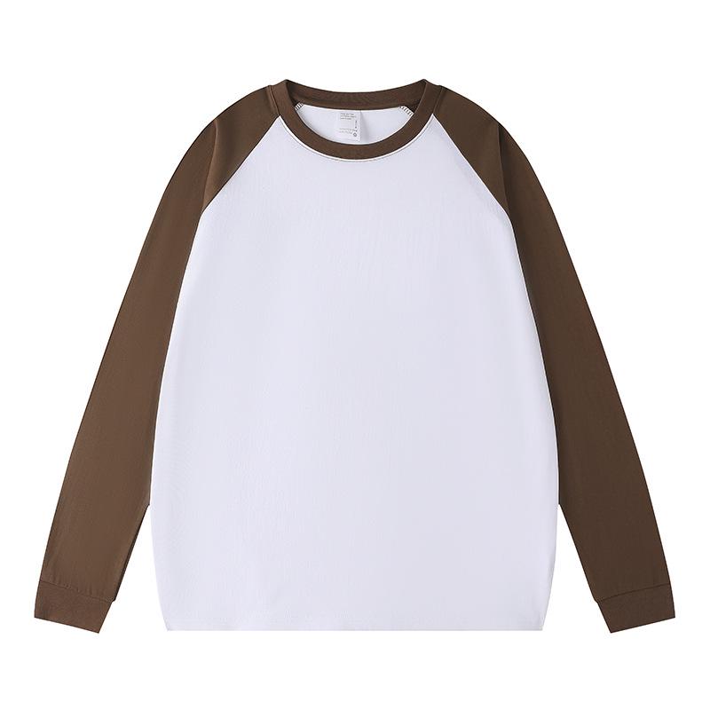 Унисекс Толстовка-футболка с длинным рукавом Color-Block, 260 г Чистый хлопок, Высококачественная заплатка, Круглый вырез