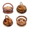 Handmade Wood Carving Fruit Basket Foldable Food Storage Container Snack Tray Creative Fruit Plate Eco-friendly Home Decor