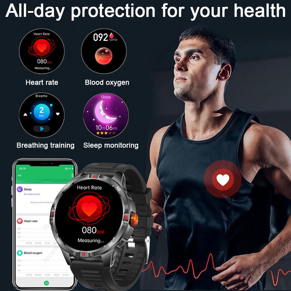 Спортивные умные часы с большой батареей 1000 мАч для мужчин Android IOS Компас Bluetooth-звонок 1,46 дюйма Пульс Водонепроницаемость 3ATM Умные часы