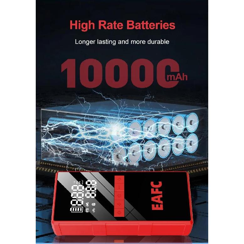 EAFC 4 в 1 Автомобильный пуско-зарядное устройство Воздушный насос PowerBank Освещение Портативный воздушный компрессор 2000А Стартеры автомобильных аккумуляторов Запуск с воздушным насосом