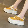 Genuine Leather Chunky Sneakers Wedge Heel Platform Breathable Hollow Casual Shoes New Sneakers Vulcanized