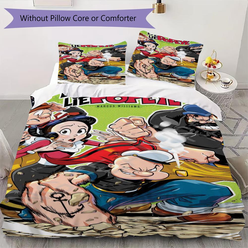 Popeye Pattern Bedding uilt Set uilt Cover Pillowcase Home Decoration Birthday Gift (1 * duvet cover + 2 * pillowcase without core)116