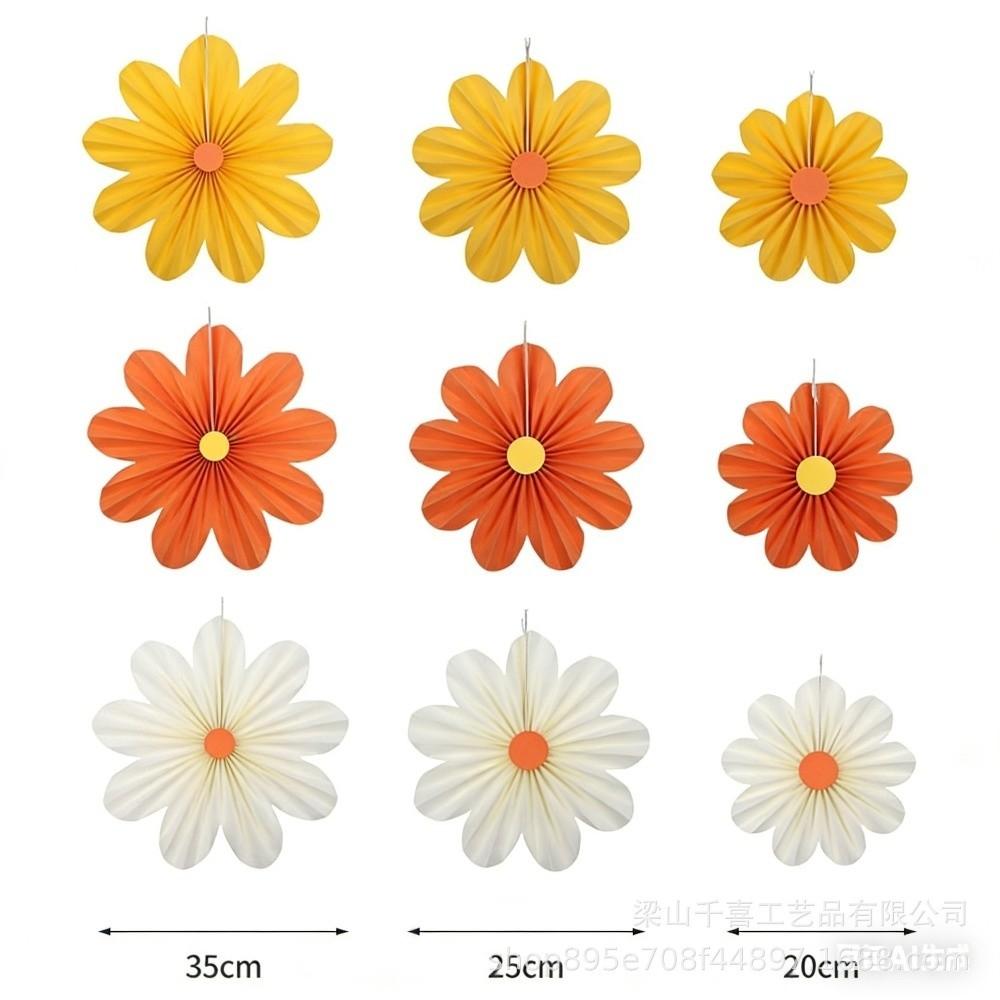 9Pcs/Set Hanging Ornaments Artificial Paper Flowers Decorative Birthday Decor Supplies