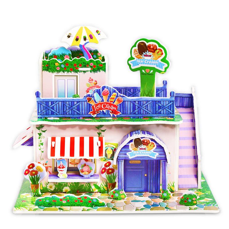Cartoon Three-Dimensional Puzzle Children's Handmade DIY Toys Paper Card Villa Building Model Desktop Decoration