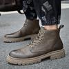 Mens Boots 2024 Autumn Winter New Designer Vintage British Leather Boot Male Motorized Casual Soft Sole Platform Shoes for Men