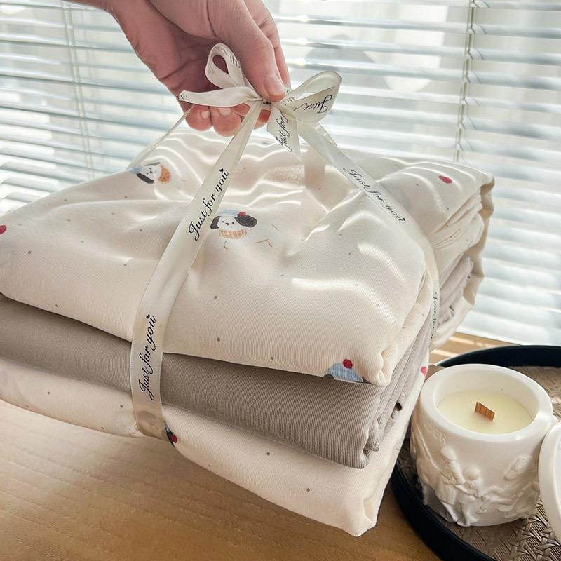 Комплект из 4 предметов из трикотажного хлопка класса А, мытой двойной пряжи, с небольшим цветочным узором, чулочно-носочный стиль