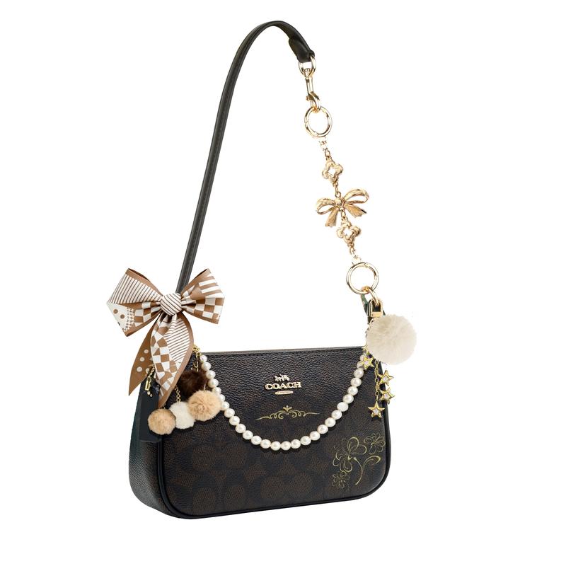 COACH shoulder bag [Customized Bag] Nolita 19 Retro Classic Old Flower Silver Label Logo Artificial Butterfly Song Basic Package (Pack + Dust Bag)