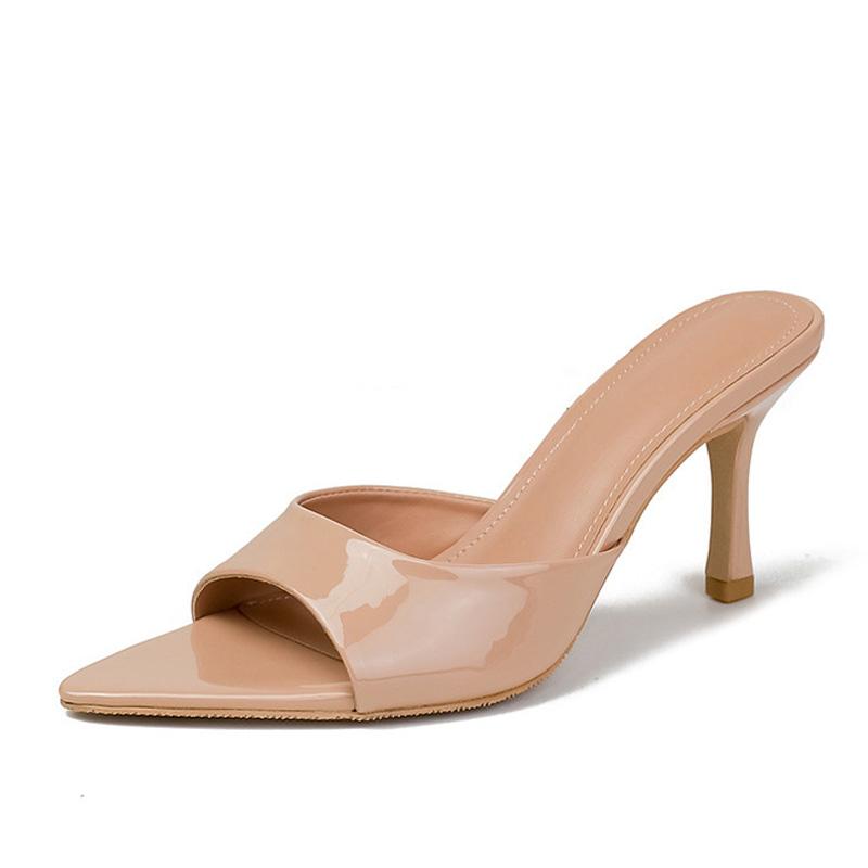 Мода Liyke Лето Новинка Бренд Женские Шлепанцы Мода Острый Носок Слипоны Слайды Дамские Элегантные Тонкие Высокие Каблуки Вечерние Туфли Сандалии