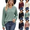 2024 European And American Autumn And Winter New Color V-Neck Loose Casual Long Sleeved T-Shirt Top For Women