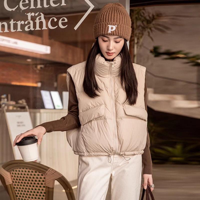 Жилет женский с воротником-стойкой, модный на осень и зиму 2024 года, легкий, с большими карманами, утолщенный, маленький жилет прилив