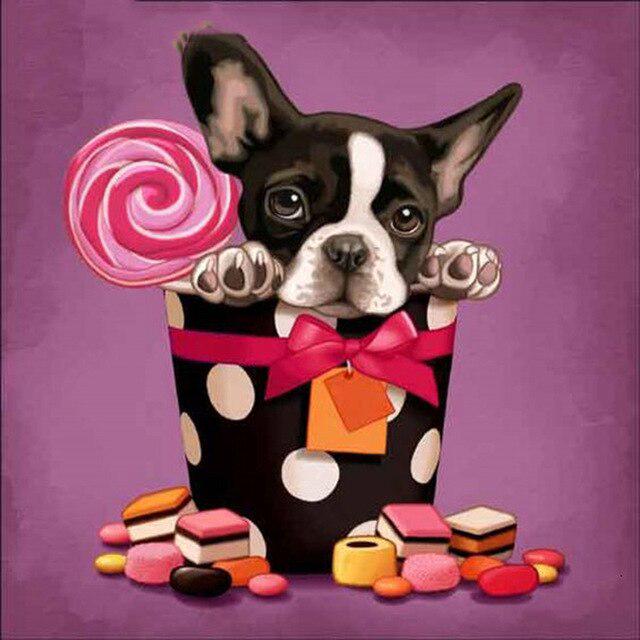 Животное DIY 5D алмазная живопись полная круглая дрель стразы мозаика домашняя собака Алмазная вышивка крестиком украшение дома