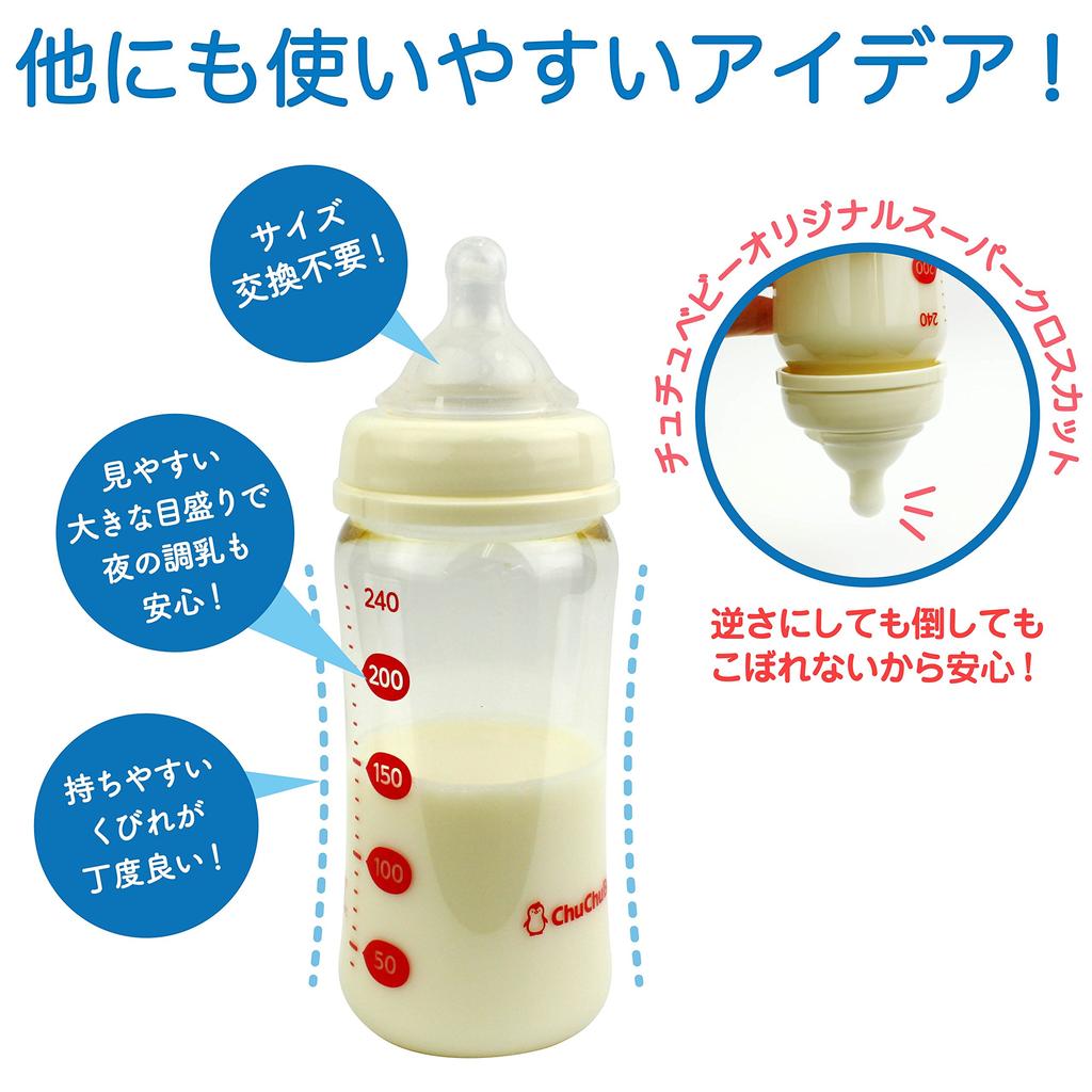 Chuchu Baby Easy-Drinking Bottle, Wide Mouth, PPSU, 160ml, Hoppe Red, Includes Nipple (S, M, L)