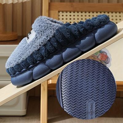 [Теплые плюшевые тапочки] Теплые плюшевые тапочки унисекс | Повседневный стиль, толстая удобная тканевая стелька, нескользящая ПВХ подошва, для мужчин и женщин